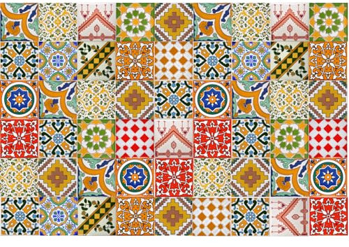 54 Mattonelle Premium Selection in Ceramica Smaltata - Sunset - 10x10 cm spessore 0,6 cm - Mattonelle Tunisine realizzate con Serigrafia Artigianale - Adatte a rivestimento