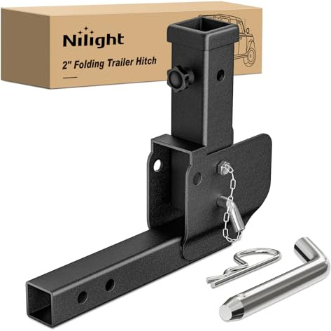 Nilight Anhängerkupplung, klappbar, Verlängerung, Halterung, Schaft, 42 cm, kompatibel mit Rollstuhl-Lastträger-Adapter für 5,1 cm Empfänger, Anhängerkupplung, 227 kg, schwarz, pulverbeschichtet