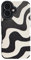 Reownest Cute Case for iPhone 16 Simple Wave Zebra Stripes Pattern Aesthetic Phone Case Soft Silicone Protective Cover for Women Girls -Black