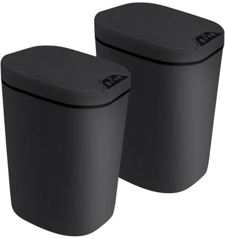 LIROPAU 2 Piezas Cubo de Basura Cocina Automático 12 L, Bote de Basura Inteligente con Tapa, Cubo de Basura con Sensor de Movimiento, Cubo de Basura Eléctrico de Plástico ABS para Baño Cocina Oficina
