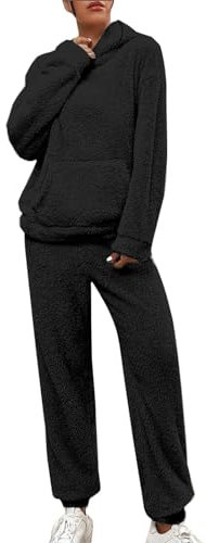 Tute Donna Da Casa Invernale Curvy Comode Tuta In Ciniglia Calda Casual Felpa Pile Con Cappuccio E Pantaloni Set Coordinati Tuta Due Pezzi Morbida Completo In Pile Loungewear Tute Calde Per Casa