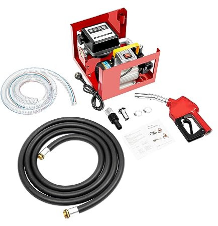 Mudshape Elektrische Dieselpumpe Selbstansaugend 550W Komplett Set, Automatische Zapfpistole Mit Drehgelenk,2m Eingeben 4m Ausgabe Schlauch, Zählwerk,60l/min Dieselförderung