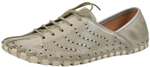 Gemini Damen Schnürschuh Lederschuh Flexible Laufsohle luftiges Muster 031218-02