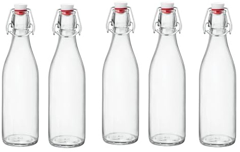 BELLEROFONTE Bottiglia per acqua in vetro vuota da 1 L, stile vintage ed elegante, per acqua frizzante e naturale, per fermentazione (5)