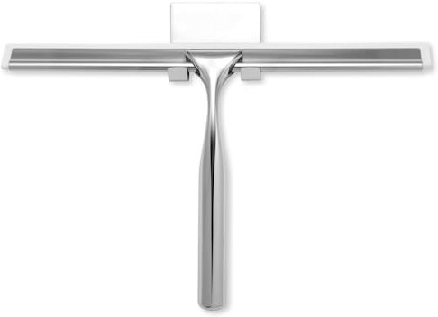 TTSTOIEE tergivetro per doccia10.1 pollici, tira acqua da doccia in acciaio inox - con supporto per pulizia vetri specchio/auto tiraacqua vetri doccia (argento)