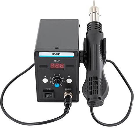 YUNRUX Lötstation Set 858D Digital Entlötkolben 100-500℃ Lötstation mit Luftpistole Heißluft Entlötstation Luftgeschwindigkeit in 1-8 Gängen Heißluft Station LED Digital Heißluft Lötstation Lötkolben