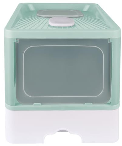 Bac à litière Pliable pour ChatEntrée Avant et Sortie supérieure,rès Grand Espace,Maison de Toilette pour Chats avec bacs Amovibles + Pelle à litière48*37 * 38cm- Vert