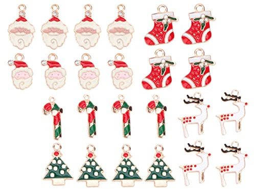 DIYEAH 24 Stück Weihnachtsanhänger DIY Schmuck Urlaub Charm-Anhänger Weihnachtsbaum-Anhänger DIY -Schmuckzubehör weihnachtsbasteln weihnachts basteln Legierungsanhänger Mini -Zauber
