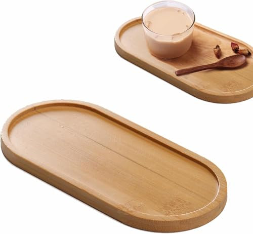 Retro Bamboo Tray,Simple Elliptical Small Wooden Tray,Reusable Wood Trays,Multifunctional Wood Trays,Bamboo Soap Dispenser,Wooden for Display,Bambooes Kitchen for Fruit,Snacks,Cakes