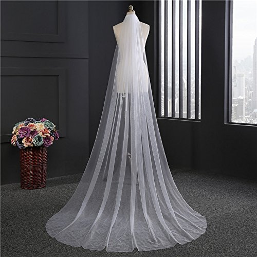 Anevous Lange Einschichtige Brautschleier,Hochzeit Schleier Tüll mit Metall Kamm,Weiche Tropfenschleier für Junggesellinnenabschied,Party,Zubehör,Damen Haarschmuck,Weiß,500 x 150cm