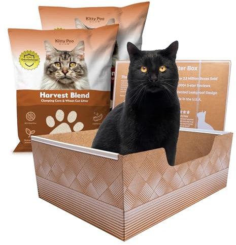 Kitty Poo Club Auslaufsichere Einweg-Katzentoilette mit 2 Beuteln, Mais- und Weizenstreu, hervorragende Geruchskontrolle und recycelbares Design, perfekt für Reisen, Häuser mit mehreren Katzen und den
