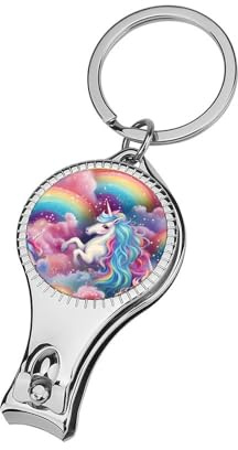 Unicorn Rainbow Nail Clipper for Men Women Portable Metal Nail Cutter with Nail File