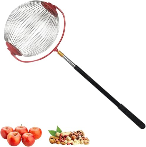Ramasse Noix avec Manche, Cueille Fruit Telescopique, Collecteur De Noix Réglable et Léger, Rouleau Ramasses Noi-x Acier Inoxydable, Outils Jardinage Pour Ferme , pour Châtaignes, Pommes, Golf