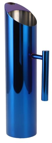 Jarra de agua de acero inoxidable, jarra cilíndrica de 2 litros para bebidas, jarras de agua de metal con protector de hielo para té helado o caliente, jugo, café, leche (Azul)