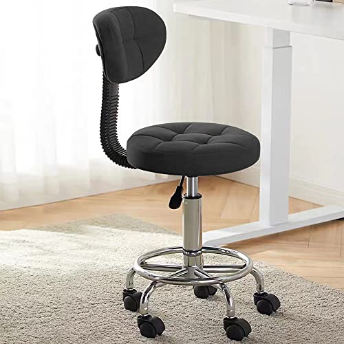 XUEGW Office Drafting Chair with Back Support and Footrest Multi-Purpose Office Desk Chair,Home Chair Thick Seat Cushion for Home Bar Kitchen Shop(Black)