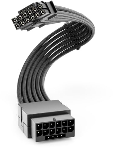 deleyCON 30cm 16 Pin (12+4) Verlängerungskabel 12VHPWR - GPU PCIe 5.0 Grafikkarte Verlängerungskabel - Stecker zu Buchse - Kompatibel mit RTX 3090ti, 4070, 4080, 4090, 5070, 5080