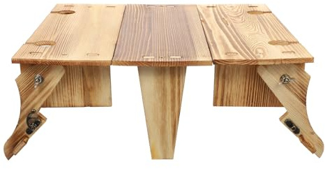 MAGICLULU Panier de Pique Pliant en Bois Multifonctionnel, Table Portable pour Camping et Pique-niques, Bureau Portable Extérieur Compact, Table de Camping Pliante Couleur Aléatoire
