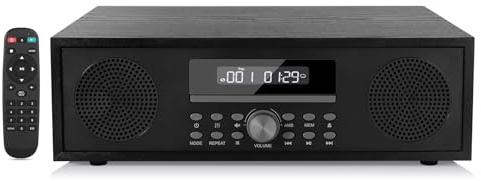 Compact Stereo System for Home, Vintage Micro HiFi Systems 2x20W Music System, 3.5mm Aux-in, USB Playback, Headphone Jack, Bluetooth Stereo Shelf Systems CD Player with Audio Out (JOVELL CD-169)
