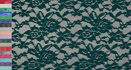 StoffBook BI-Stretch TRAUMHAFTE Spitze Blumenmuster Stoff Stoffe, D257 (Petrol)