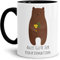 Tassendruck Geschenk-Tasse zur Konfirmation Bär mit Kelch - Erwachsen/Kind/Feier/Innen & Henkel Schwarz