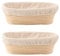 DOYOLLA Set of 2 10inch Oval Shaped Banneton Brotform Bread Dough Proofing Rising Rattan Basket & Liner Combo