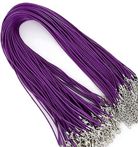 Uhat Pack 10 Wax Cord String Necklaces with Lobster Clasp Leather Neck Chain Pendant Cord String (Deep Purple)