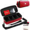 Quiver Time Red Bolt Card Carrying Case fits PM Cards and other TCG Games - Storage Bag for Playing/Trading Cards and Deck Box (Straps, Dividers & 100 Apollo Card Sleeves)