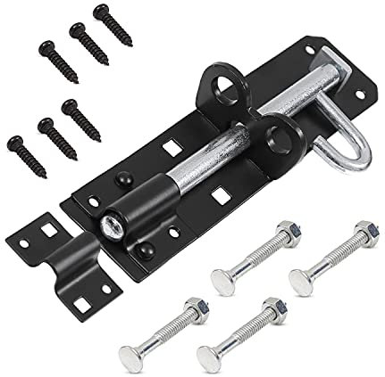 Brenton Bolt Sliding Door Lock for Bedroom Patio Door Security - 4”(100mm) Heavy Duty Zinc Plate Galvanised Gate Latch Garden Shed Gate Bolts for Wooden Gates (Black)