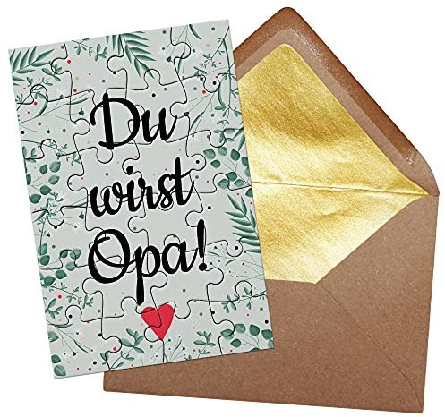 PR Print Royal Foto-Puzzle - Du wirst Opa - inkl. Briefumschlag mit Gold-Inlay - Geschenk für Eltern, Schwiegereltern - Opa - Verkündung Geburt & Schwangerschaft - 24 Teile