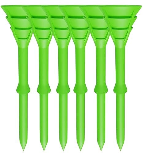 FINGER TEN Golf Tees Plastic 3 1/4 inch Cup Tees Long Golf Tee Unbreakable Upgrade 83mm Flexible Low Resistance Cushion (Pack of 25, Green)