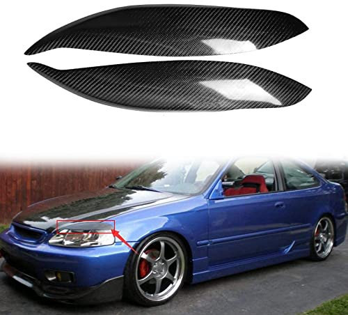 FINMOKAL FÜR 1999-2000 Honda Civic EK9 Echtkohlefaser Scheinwerfer Augenbrauen Augenlider Trim