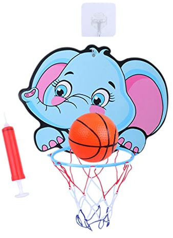 Perfeclan Cartoon Kleines Basketball-Kit-Set, Outdoor-Indoor-Spiel, Kinder-Basketballkorb-Kit für Mädchen, Jungen, Kinder, Elefant