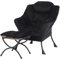 YOTATING Bequemer Sessel mit Fußhocker, Lazy Chair mit Ottomane, Freizeit-Akzentstuhl, Relax-Lounge-Sessel mit Armlehnen & Seitentasche für Wohnzimmer, Schlafzimmer & kleine Räume, Schwarz
