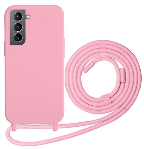 Beajew Custodia per Samsung Galaxy S22 Cover con Regolabile Rimovibile Corda da Catena Collana Necklace Antiurto Cordino Collari per Samsung Galaxy S22, Rosa