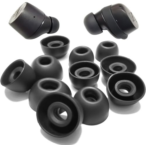 Mijusun 6 Pairs Silicone Earbuds Tips for Sennheiser Momentum True Wireless 2, Replacement Ear Tips for Sennheiser Momentum 3, Sennheiser CX Series, Black, SHG0201