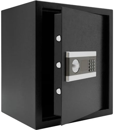 45L Haushalt Tresor, Elektronischer Möbeltresor, Klein Tresorschrank mit 2 Schlüssel 3 Anti-Diebstahl-Schloss Intelligentes Alarmsystem, für Familien Büro Hotel