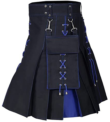 Kilt écossais classique pour homme - Jupe à carreaux avec poches - Jupe courte à carreaux - Kilt écossais classique avec poches contrastées - Style écossais