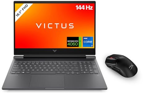 HP Victus Gaming Laptop | 16,1 FHD-Display 144 Hz | Intel Core i7-13700H | 16 GB DDR5 | 512 GB SSD | NVIDIA GeForce RTX 4060 | Windows 11 | QWERTZ | Silver | HyperX Pulsefire Haste 2 Wireless Black