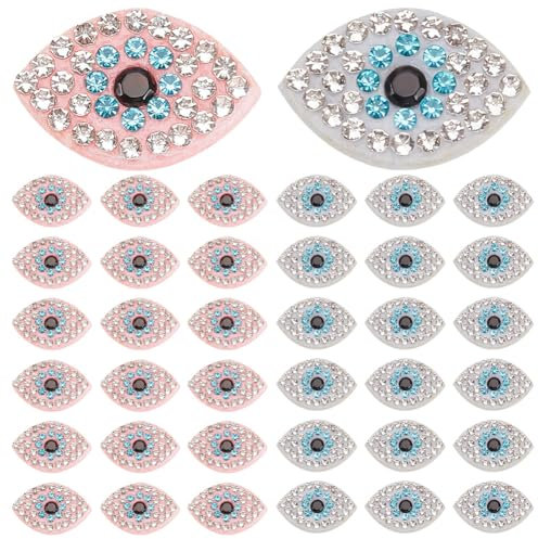 INFUNLY 40pcs Blue Eyes Rhinestone Patches - Evil Eye Crystal Sequined Appliques - 2 Styles - Embroidered Fabric Patches for Clothing, Jeans, Jackets, Handbags, Shoes - DIY Patches Decor