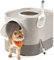 Feandrea Arenero Cerrado para Gatos, Caja de Arena para Gatos XXL, con Tapa, Bandeja Extraíble, Recogedor, Cepillo, Menos Rastro, Color Avena y Gris Cálido PPT002G01