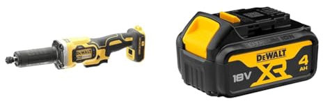 DEWALT DCG426N-XJ DCG426N-XJ-Amoladora recta escobillas XR 18V sin cargador/batería, 18 V, Yellow/Black, 125mm + DEWALT Battery