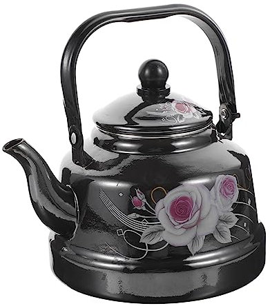 Cabilock Emaille-teekanne Für Küche Und Zuhause Retro-teekessel Aus Emaille Schwarz Für Tee Und Kaffee Handgefertigt Und Langlebig
