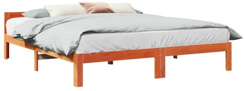 vidaXL Massivholzbett ohne Matratze Wachsbraun 160x200 Kiefernholz, Bettrahmen, Schlafzimmerbett, Doppelbett, Schlafzimmermöbel, Bett, Holzbett