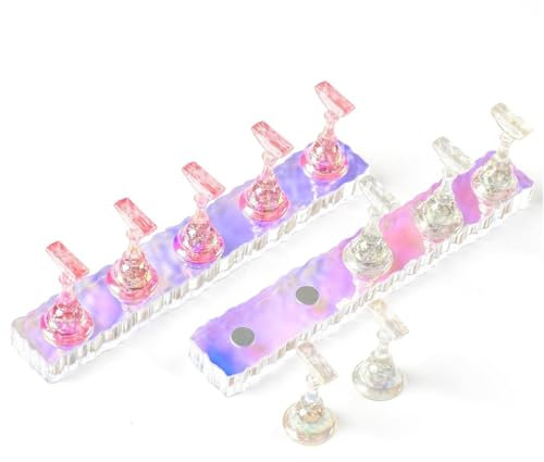 Kaslaider 2 Sets Nail Stand Display, Acrylic Magnetic Nail Practice Holders, Nail Tip Display Stand for Painting Nails Practice, Nail Art Display Home & Salon Use