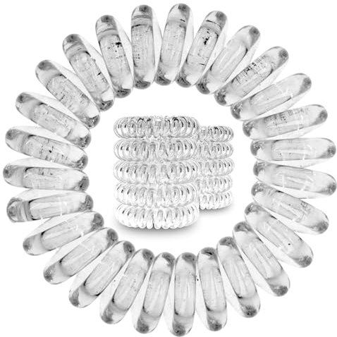 Specora Spiral Haargummi Transparent 10er Pack - 4 cm - Telefonkabel Zopfgummi - Ohne Ziepen & Verheddern - Elastisch, ohne Abdruck, haarschonend