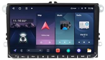 Android 13 2 DIN Pantalla Táctil Radio de 9 para Volkswagen Seat Leon Passat B6 B7 Radio Coche con Navegación GPS Bluetooth Radio FM Cámara Trasera Multimedia Pantalla para Coche(A1 1+32G)