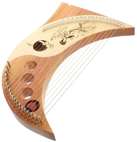 Metallsaiten Leierharfe 19 Saiten Harfe Musikinstrument | Cedarwood Metall Stahl, 39,9x26x6cm Satz mit Extra Saiten, Stimmschlüssel, Handbuch und Plektren Zufällige Farbe