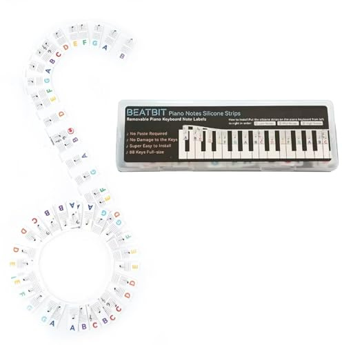 88 Key Piano Notes Overlay Practice Aids, Removable Silicone Keyboard Strip with Large Color Letters for Beginners and Kids Piano Learning