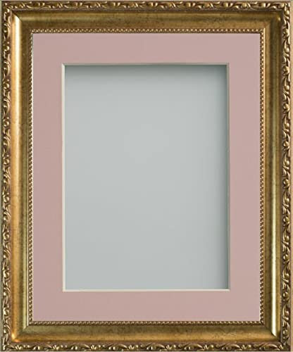 Frame Company Brompton Gold A4 Frame With Pink Mount for Image 10x6 inch *Choice of sizes* Fitted with Real Glass