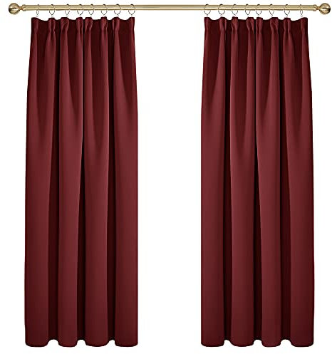 Deconovo Lot de 2 Rideaux Occultants Isolants Termique avec Argente Motif Imprimé No?l Rouge 117x183cm Rideau de Porte Design